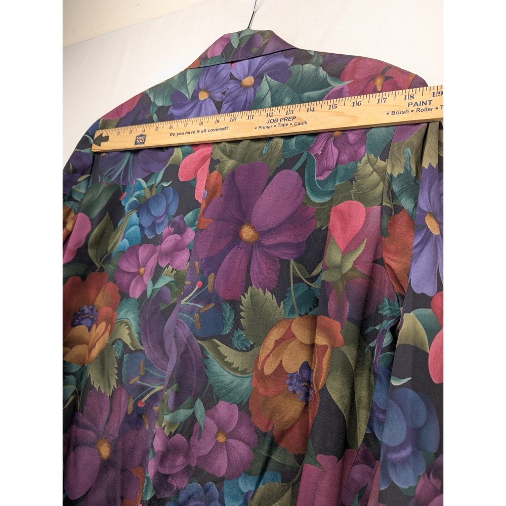 Alfred Dunner Vintage Floral Blazer Purple Blue 16 Made in USA Shoulder Pads - Picture 7 of 9